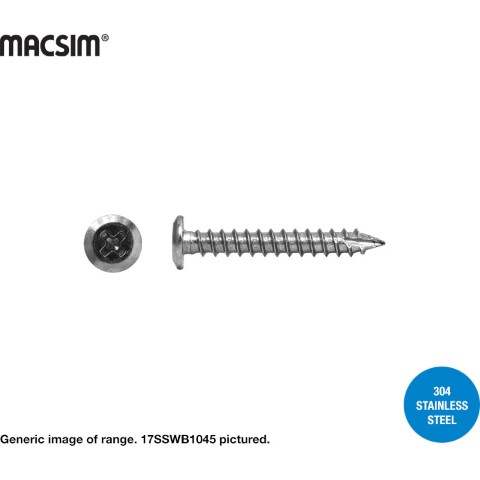 SECURITY SCREW T17 WAFER PH SS 304 10-12 X 45